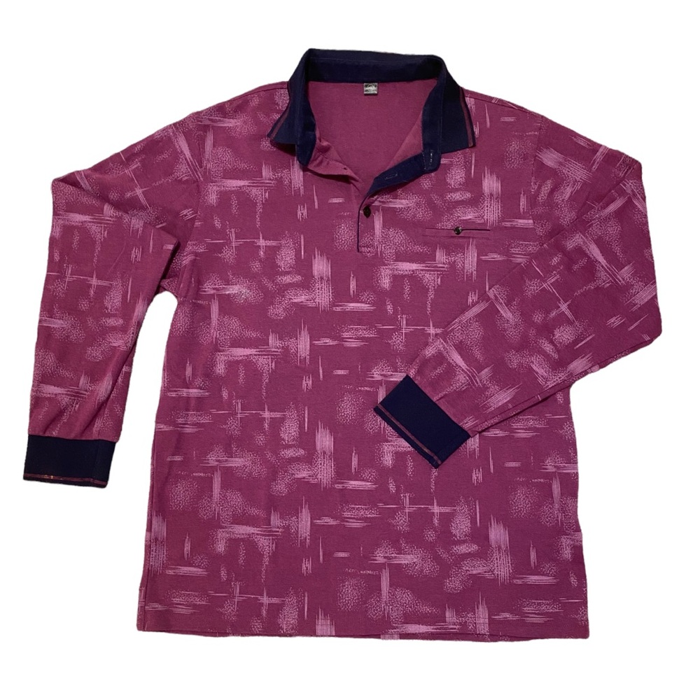 90’s, Retro, 3/4 Button Down Long Sleeved Polo